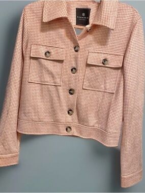 Bagatelle Jacket Collection Coral Soft Pink Houndstooth Women's Size Medium